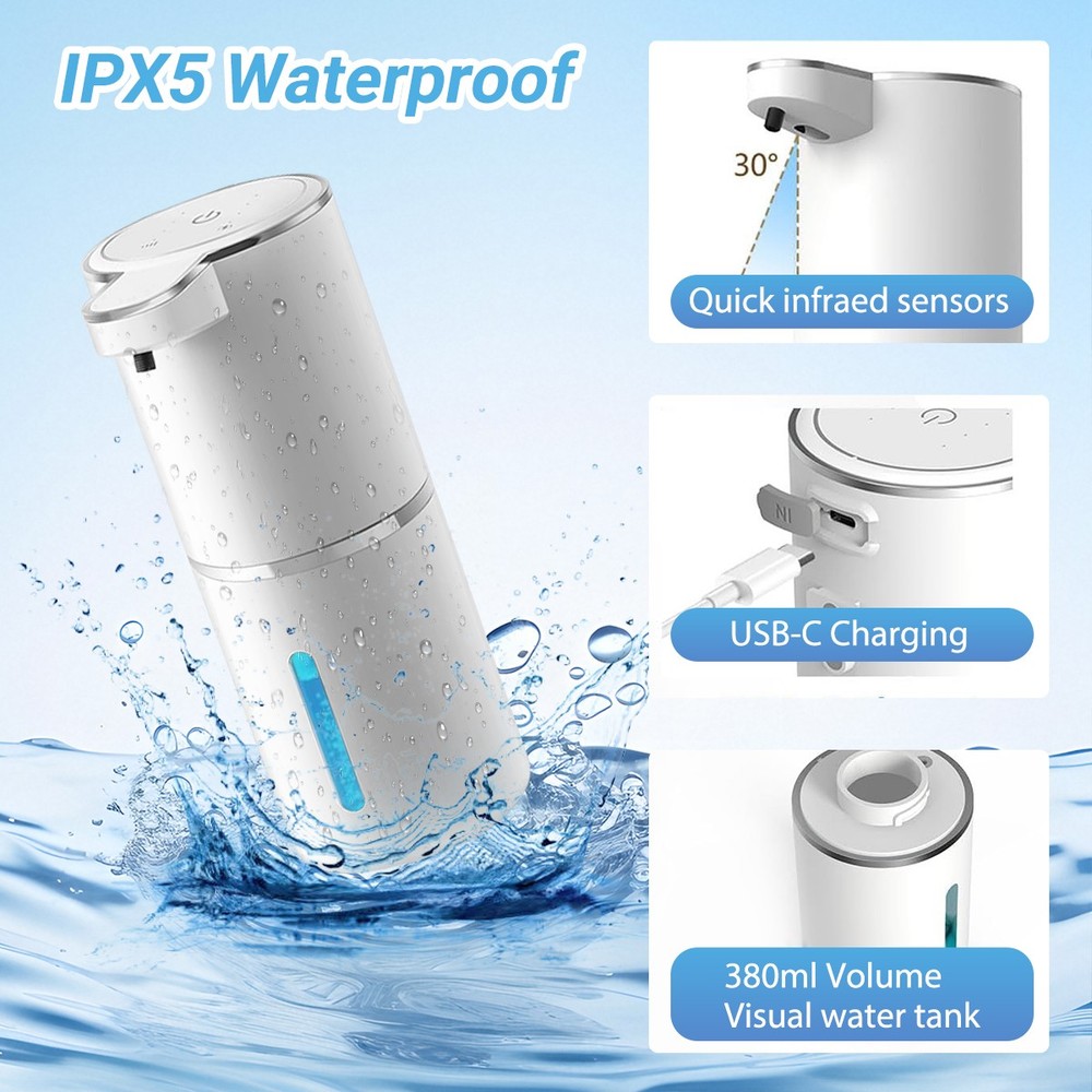 Touchless Automatic Soap Dispenser Foaming Soap Dispenser Bathroom Kitchen 380ML