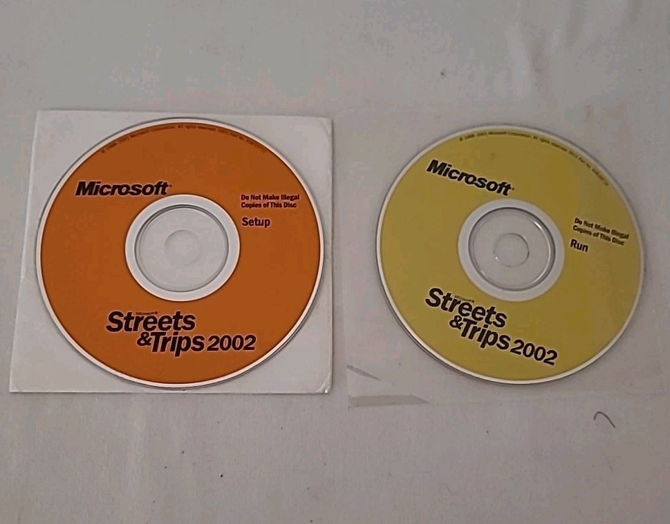Vintage Microsoft Streets & Trips 2001 2002 CD PC Software Program
