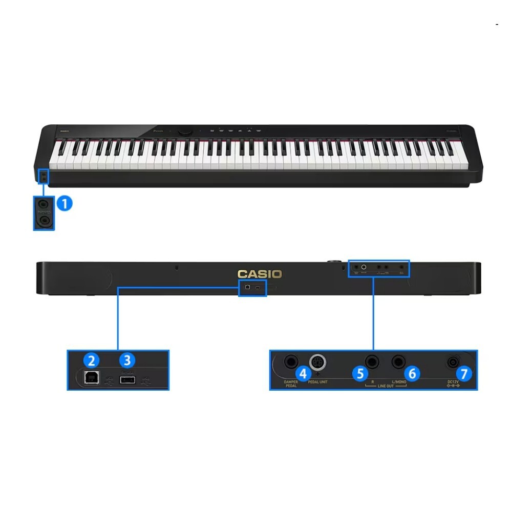 CASIO PRIVIA PX-S5000 88-Note Hammer-Action USB/MIDI Bluetooth Portable Keyboard