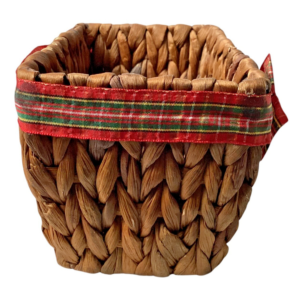 Wicker Basket with Bow, Rectangle Brown