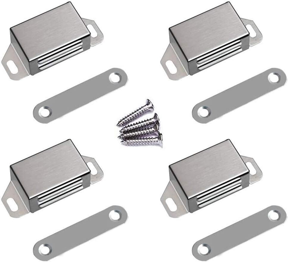 Rustproof Magnetic Door Latch - 30lb Pull Force, 4-Pack for Cabinets & Closets