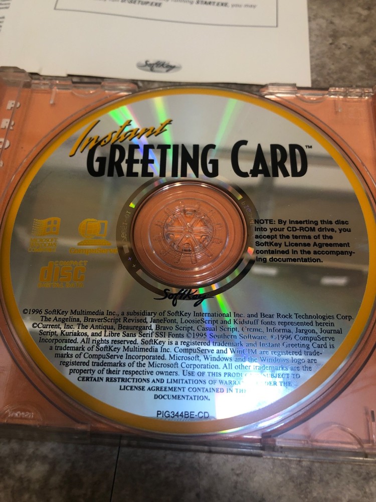 Instant Greeting Card by SoftKey -CD ROM Windows 3.1 & 95 Original not Bootleg