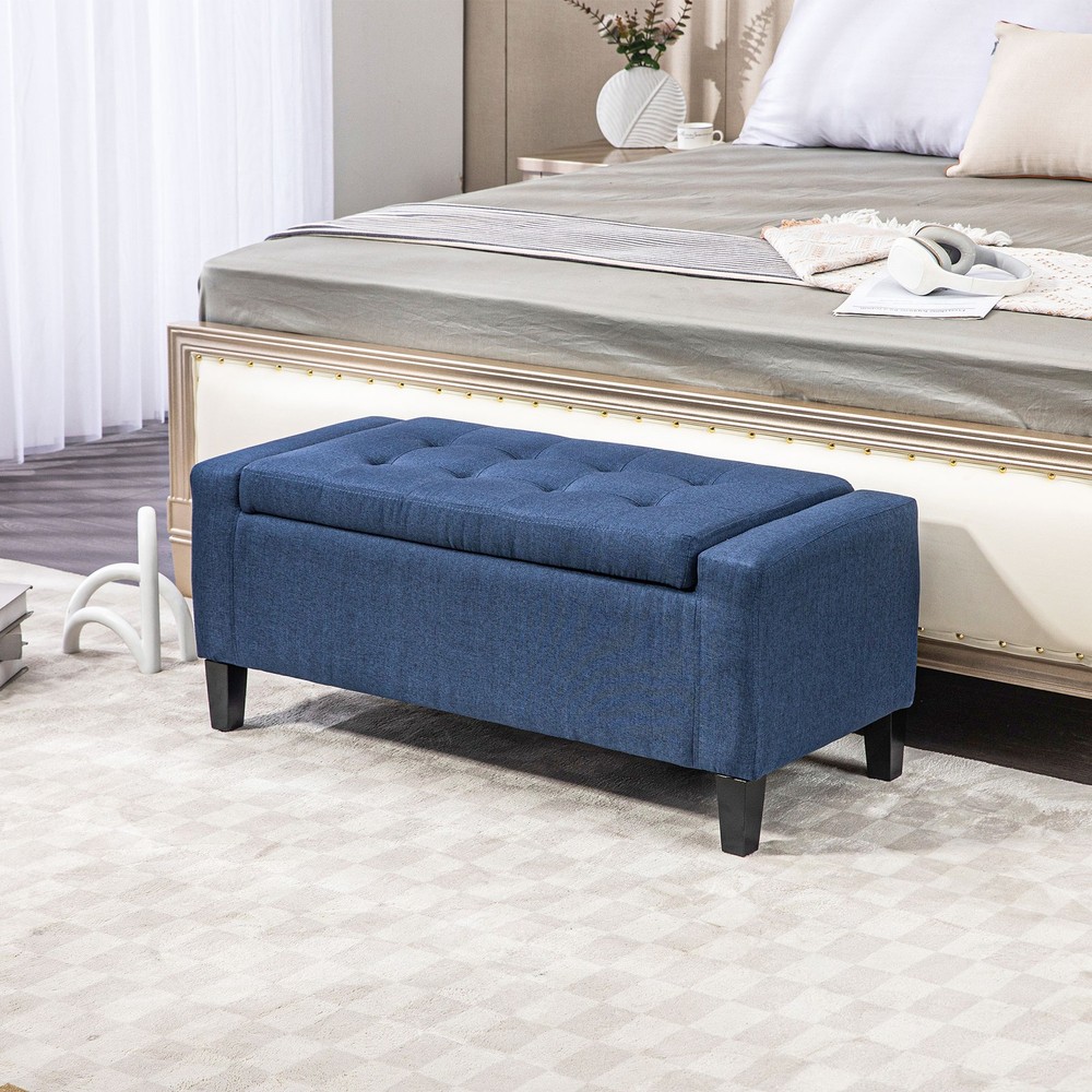 Tufted Storage Ottoman Upholstered Storage Bench with Lift Top