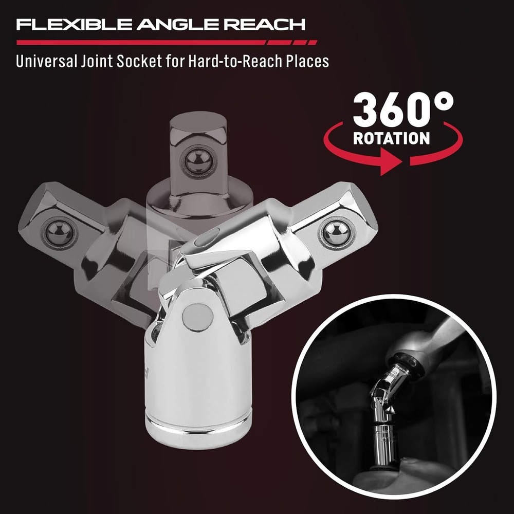 4-Piece 3/8" Drive Socket Extension Bar Set, Professional Socket Extension Se...