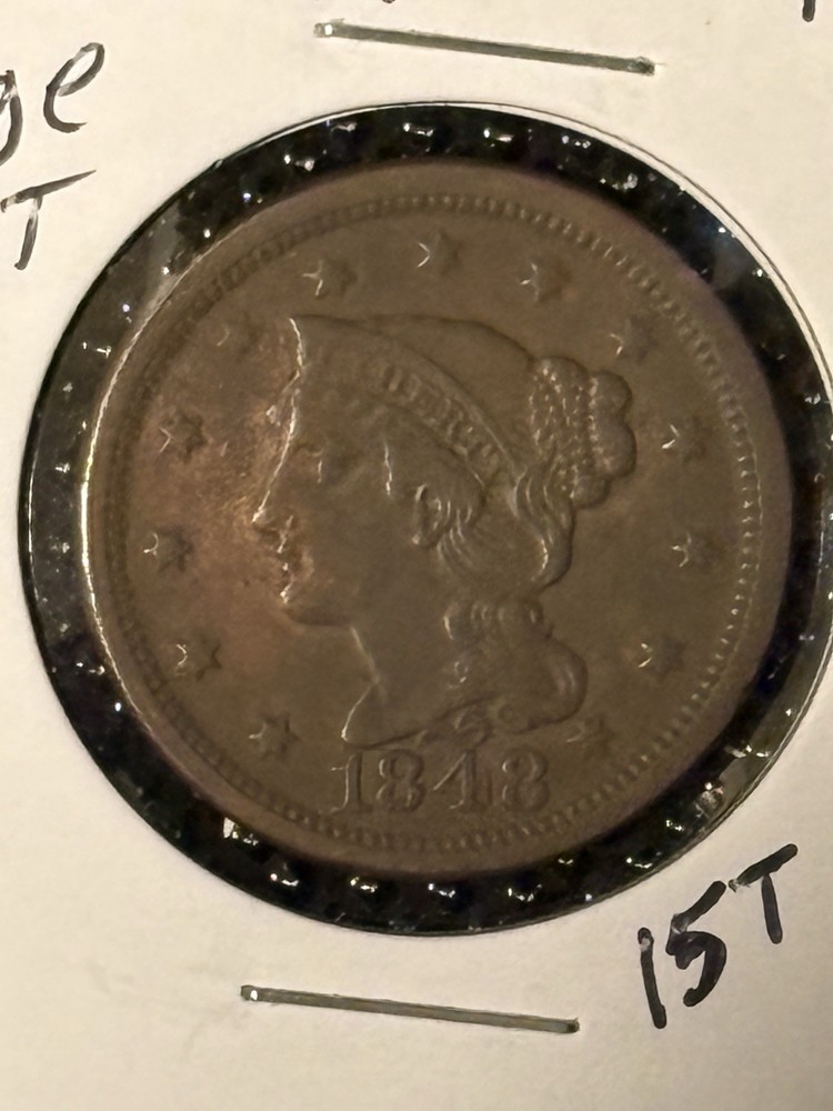 1848 Braided Hair Large Cent VF+