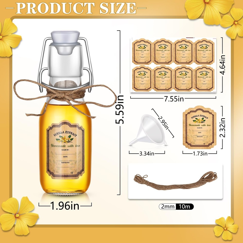 tchrules 4oz Small Glass Bottles with Swing Top Lids, Small Batch Vanilla Ext...