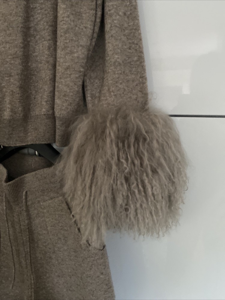 Twenty Fall Wool & Mongolian Fur Co Ord Tracksuit Set Size M