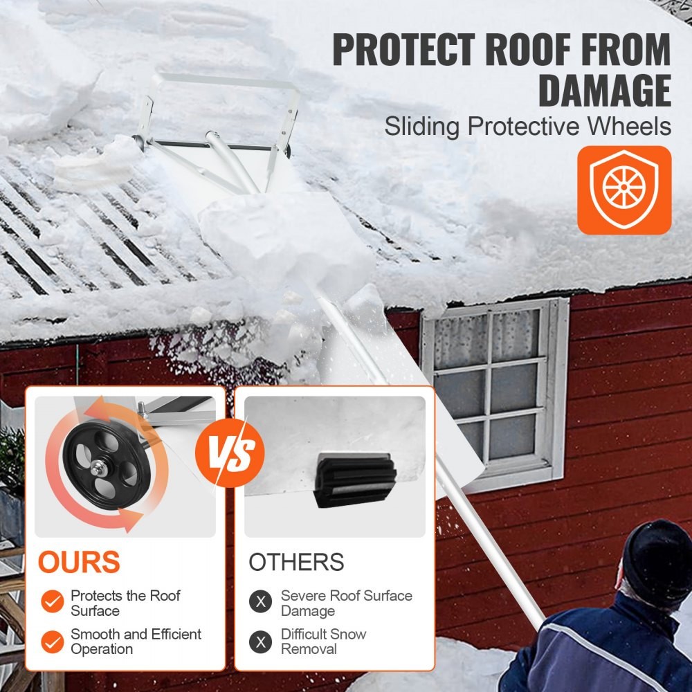VEVOR wheeled snow roof rake