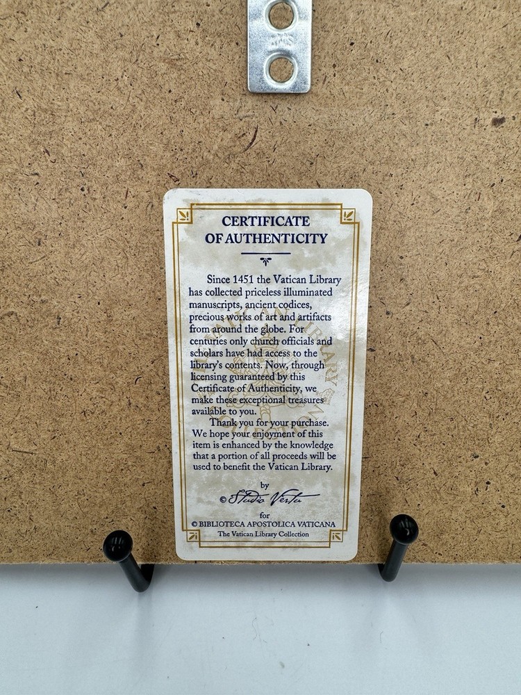 Vatican Library Illuminated Manuscript Letter I Stone Tile Plaque Medieval Decor