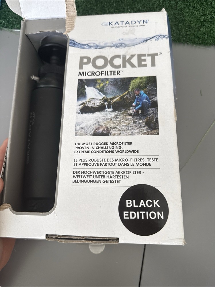 Katadyn Pocket Water Filter for Backpacking, BLACK EDITION