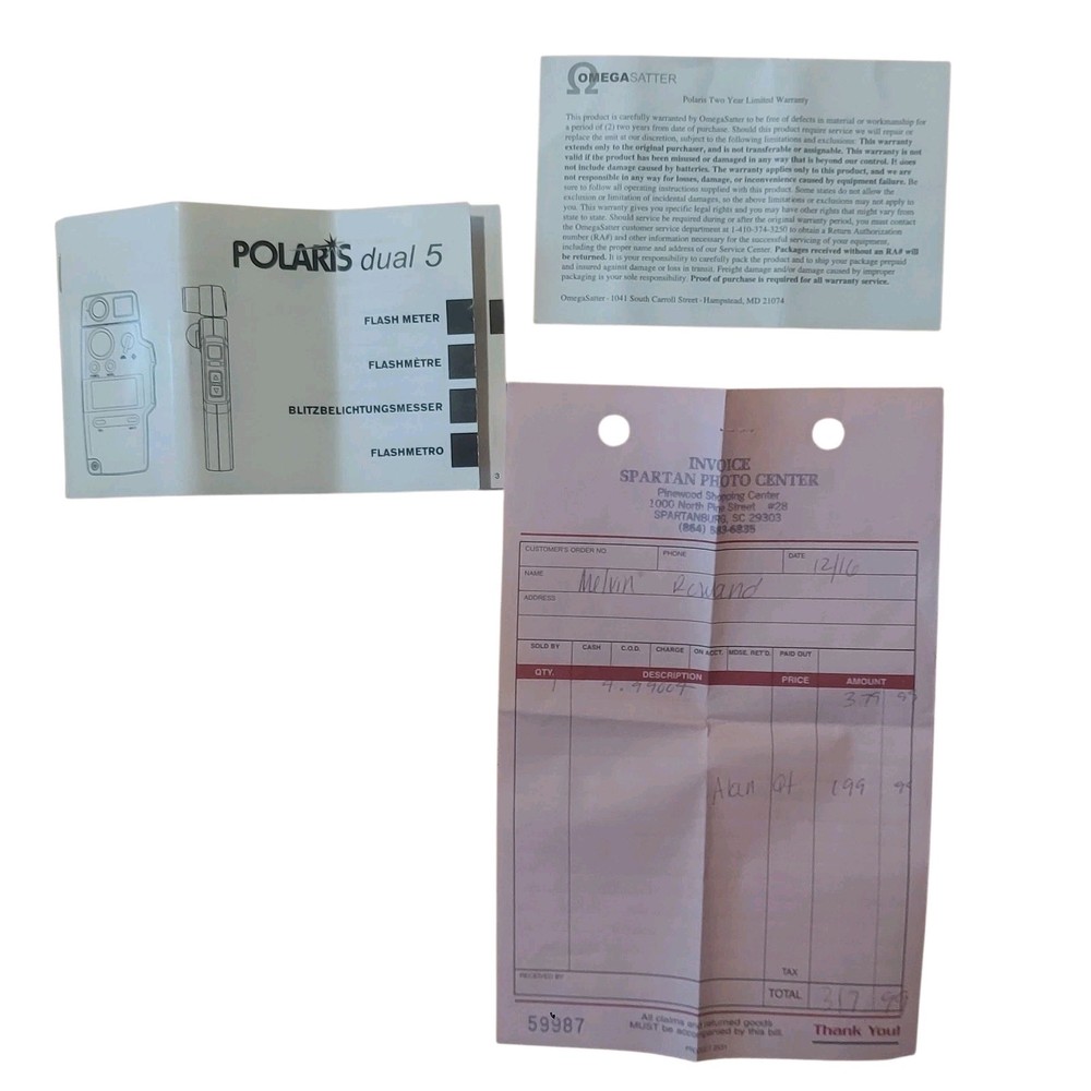 Polaris Handheld Ambient Light & Flash Meter Dual 5/Complete/EUC/TESTED