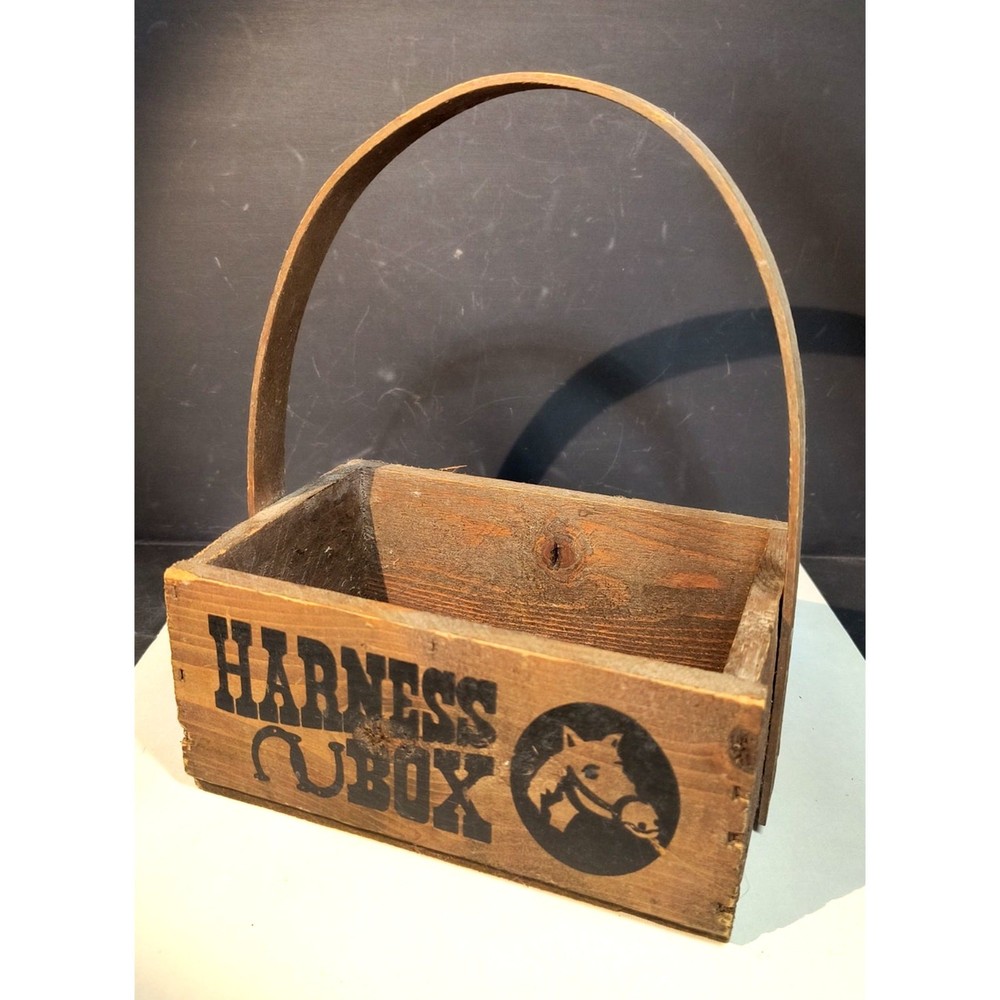 1129.  Vintage Wooden Harness Box with Handle