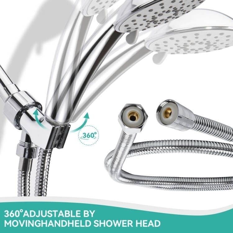 Adjustable Handheld Shower Head Holder and Hose- Premium ABS Bracket- 360 Deg...