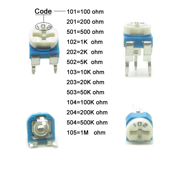 500 x Blue White 5K Ohm 502 Trimpot Trimmer Potentiometer Variable Resistor