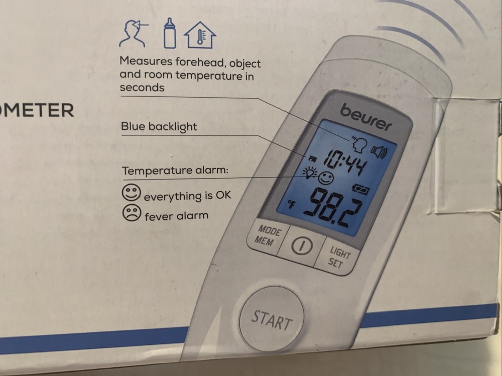 Beurer Bluetooth Non-Contact Thermometer, Forehead, Object, Room Temperature,...