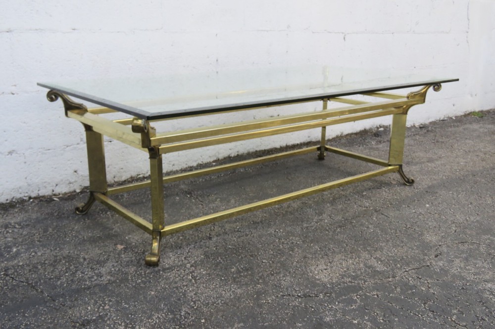 Hollywood Regency Brass Finish Rectangle Coffee Table 5763