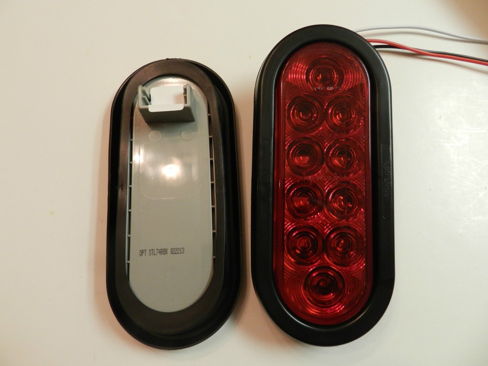 (2) RED 6" Oval LED 10 Diode Tail Light w/grommet & plug Truck Trailer Optronics