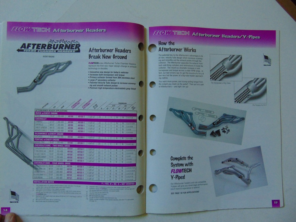 Vintage Original 1997/1998 Flowtech Performance Exhaust Application Catalog