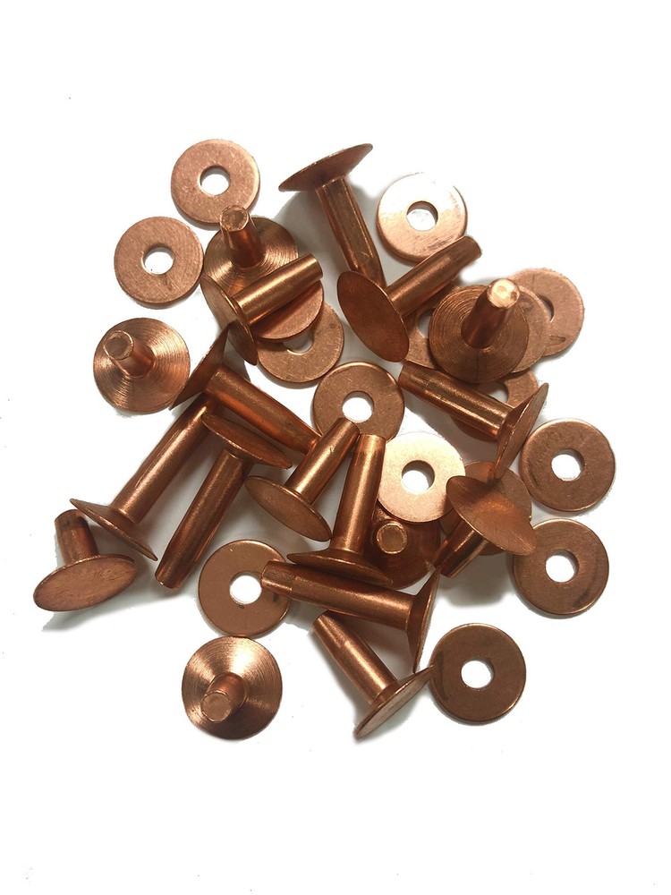 Copper Rivets & Burrs, 5/8" Size, No. 9, ¼ Pound ≈ 34 Sets, Rust-Proof, Ideal...