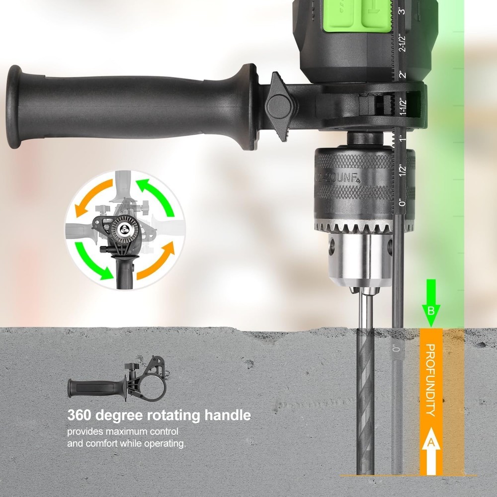 Dual-Function Corded Impact Drill with Variable Speed & Adjustable Handle