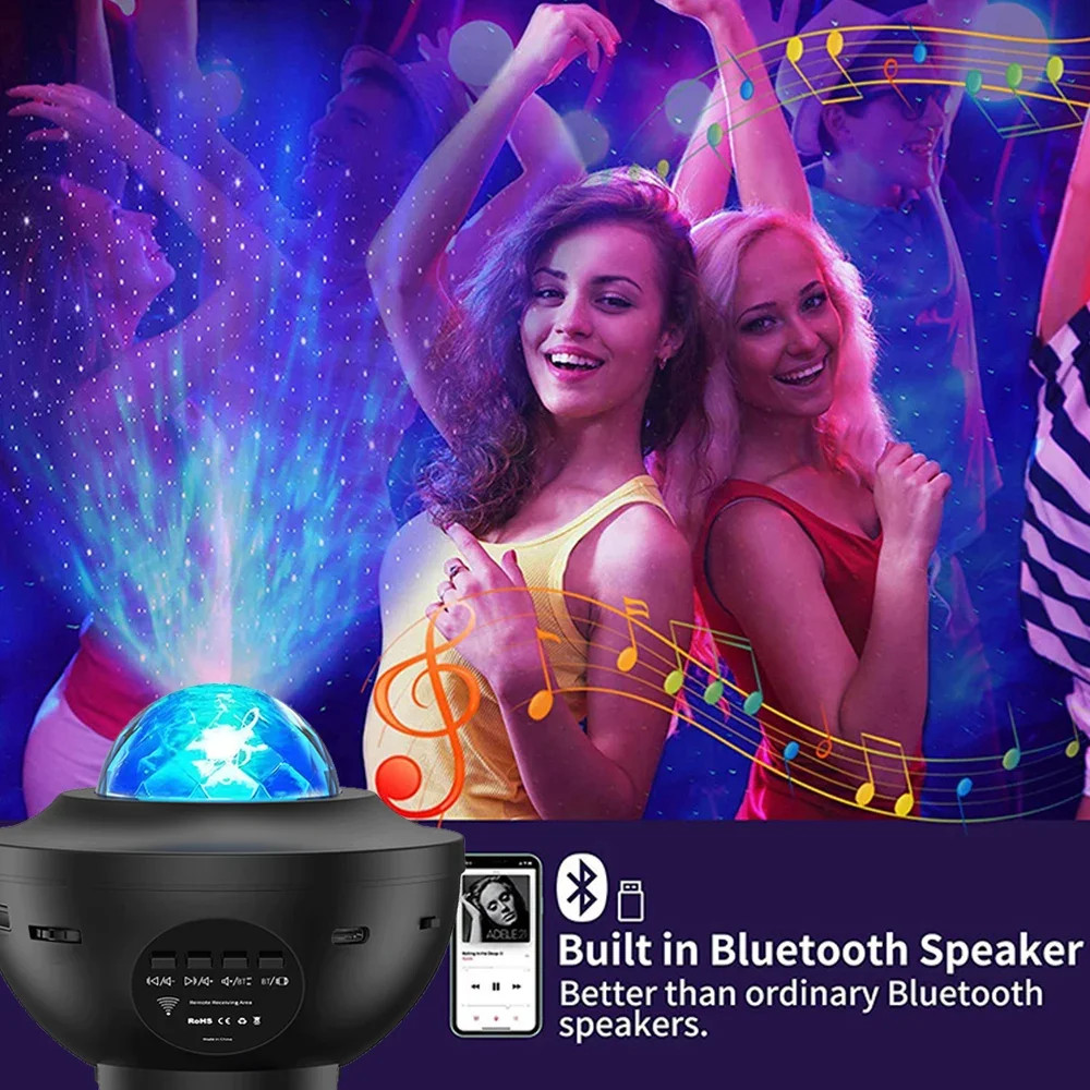 LED Starry Galaxy Projector Night Light Child Gift USB Bluetooth Music Player