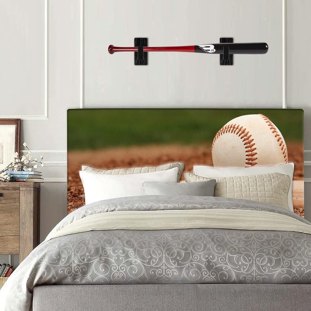 Baseball Bat Display Case Holder Horizontal Wall Mount Solid Wood Rack Brackets