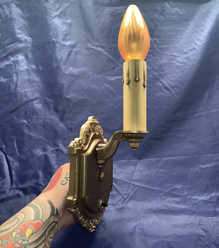 Set of 3 Three “RIDDLE” Riddle Co. polychrome wall Sconces Rewired Set 91B