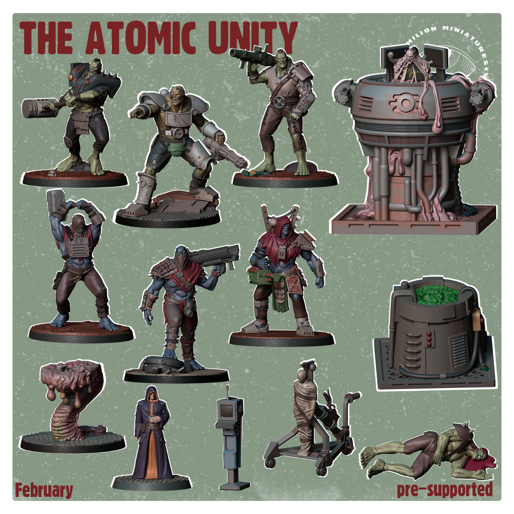 Full Set | Atomic Unity | Vermillion |Wargaming 3D Print Mini