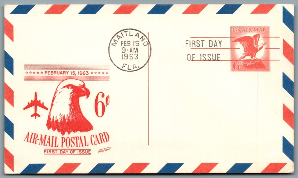 First Day Issue postcard-1963 Maitland FLA Air Mail Eagle 6¢-pB410