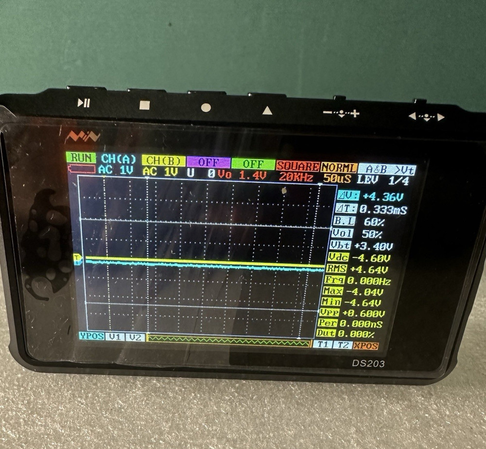 MiniDSO DS203 Quad Handheld Digital Oscilloscope – 4‑Channel, 72 MSa/s.