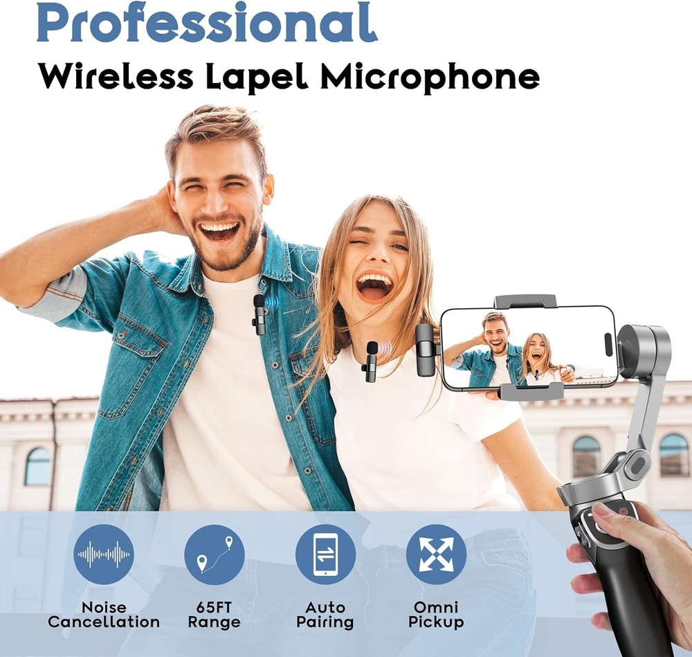 2 Pack Type C Mini Wireless Lavalier Microphone for iPhone 15, iOS and Android D
