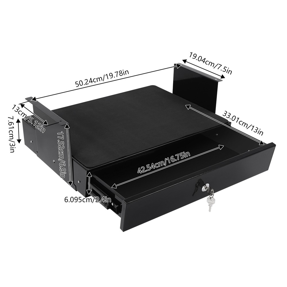 Sliding Pull-Out Under Desk Storage Drawer with Computer Pad for Organizing
