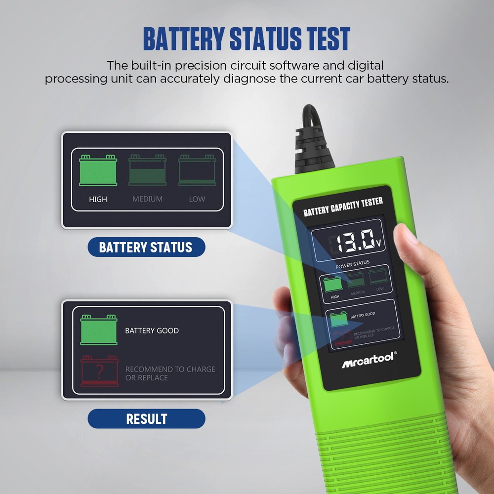 Car Battery Tester Capacity Analyzer Voltage Test 12V/24V With Cigarette Lighter