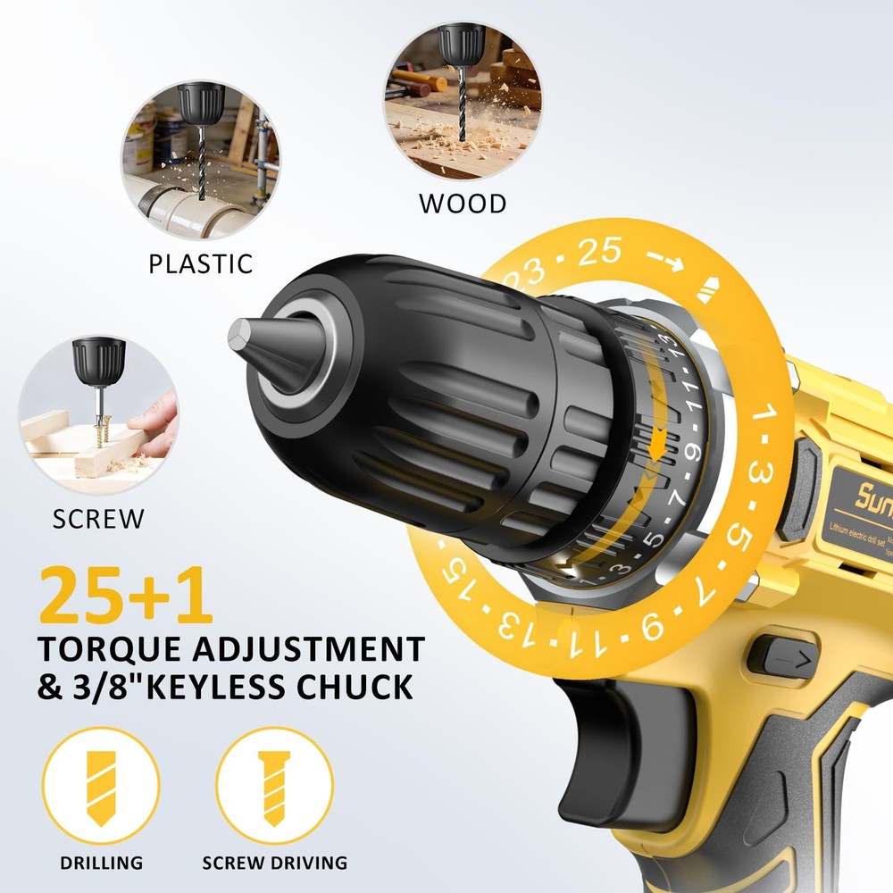 Tool Kit with 21V Drill - 170-PCs Portable General Basic Home Repair Tool Set...