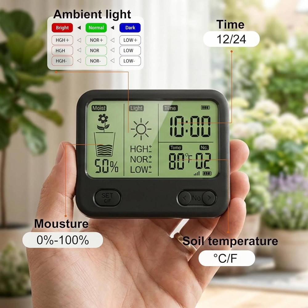 Multi-zone WirelessSoilMonitoring Kitand Soil Thermometer(Main Unit + 4 Sensors)