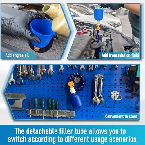 27" Bendable Transmission Funnel with Filter and Switch, Multi-Purpose 25 Blue