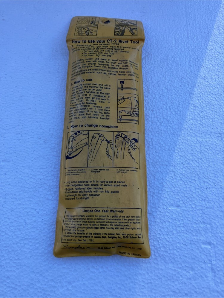 Swingline Rivet Tool CT-2 Great Condition - Includes Original Packaging