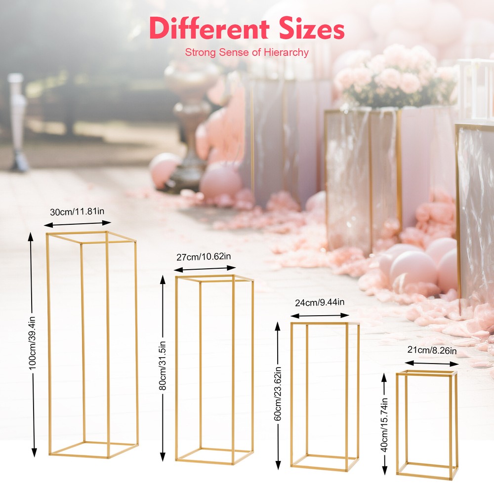 Gold Metal Flower Stand Rectangular Rack For Wedding Table Centerpieces Decor ??