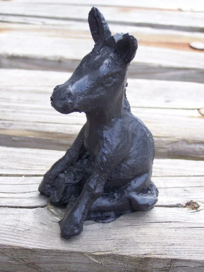 Handcrafted Sitting Mule Made from Coal by Kentucky Artisans
