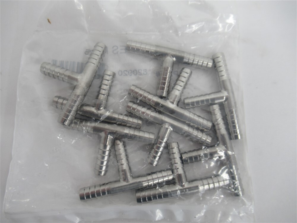 PES 820920 , 1/4" Barb Stainless Steel Tee (PK 10)