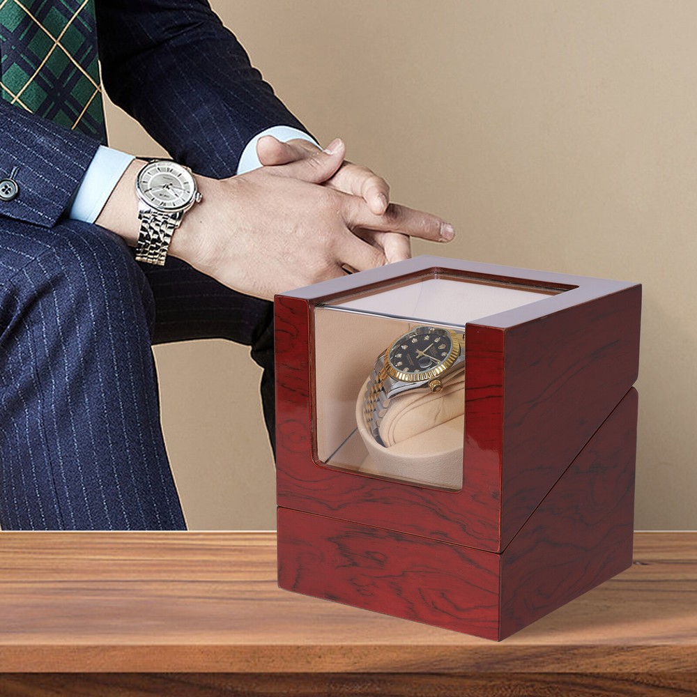 Automatic Leather Single Watch Winder Box Storage Display Case Box Quiet Motors