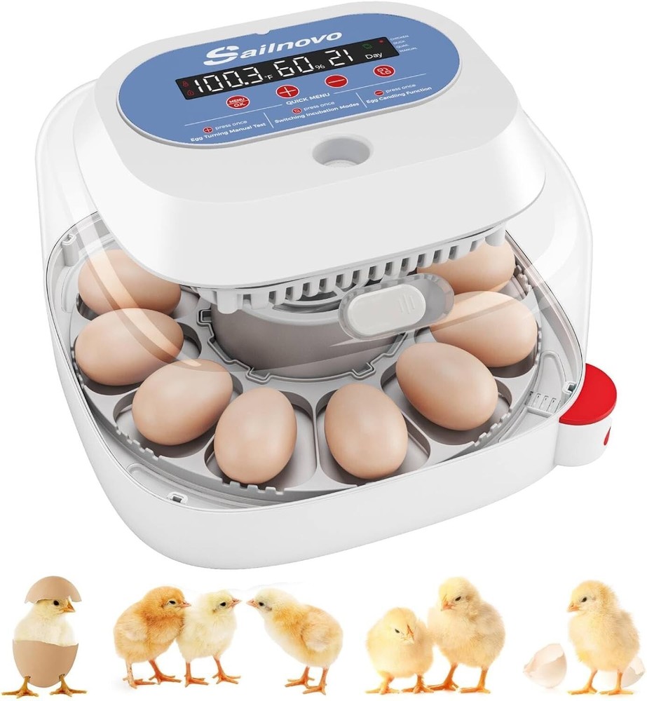 12 Egg Incubator for Hatching Eggs w/ Automatic Egg Turning Egg Candler 4 Modes