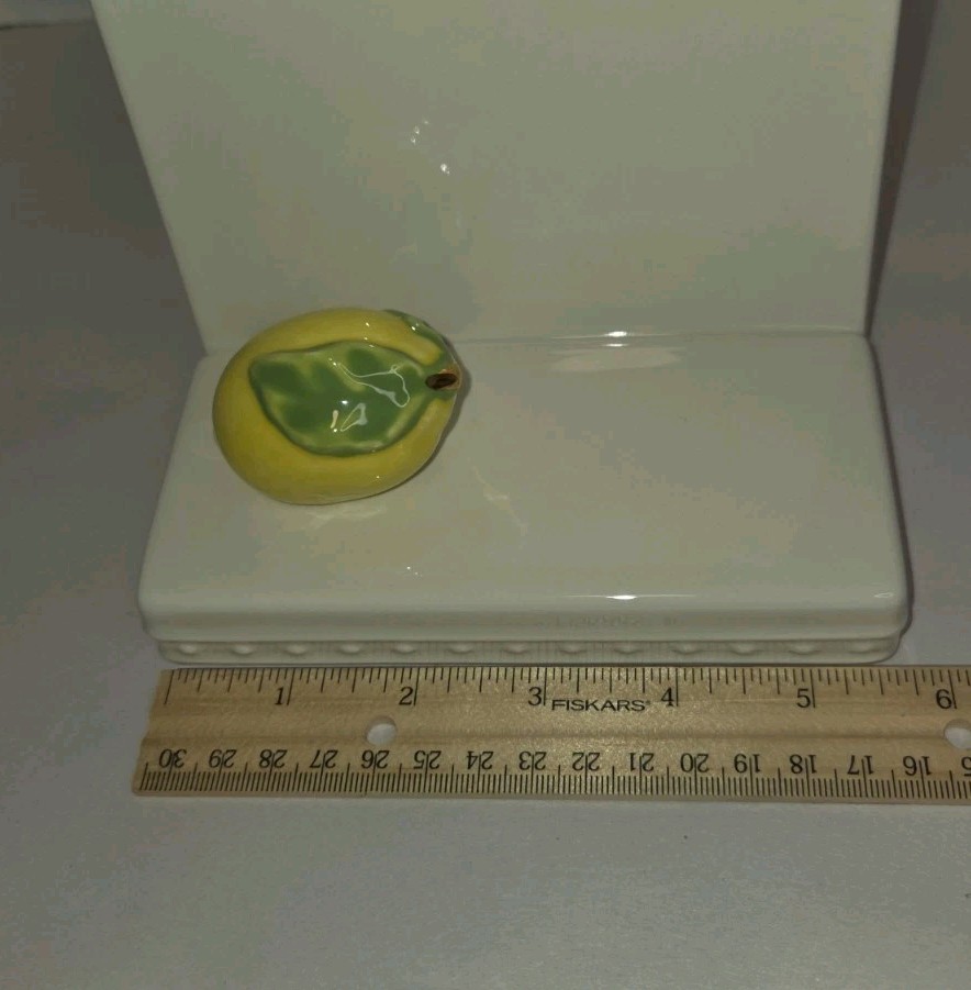 Nora Fleming Pearl Dot Memo Message Board Stoneware Ivory Retired Lemon Mini