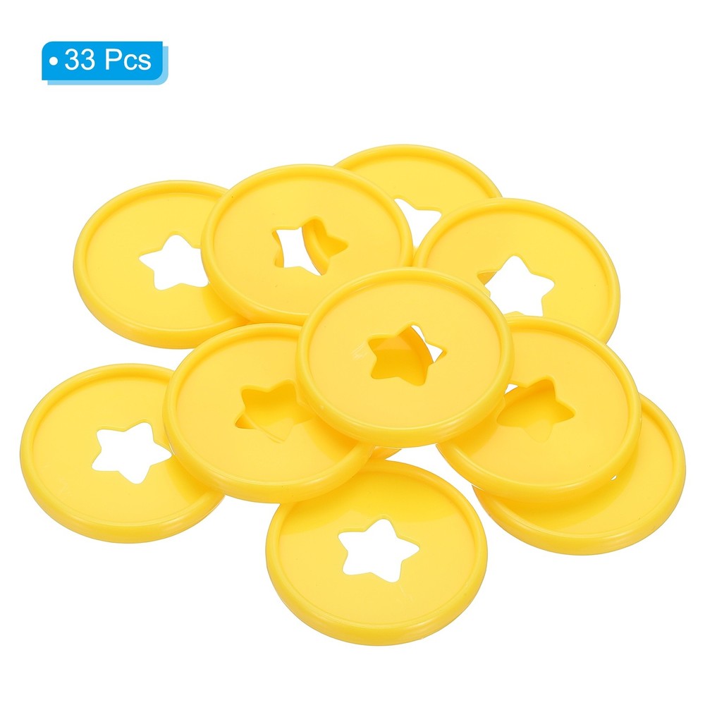 35mm Plastic Book Binding Discs, 33 Pack Expansion Discs Star, Yellow
