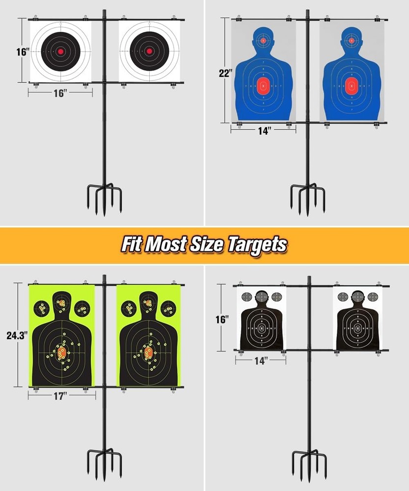 Adjustable Shooting Target Stand with 5-Prong Base, Portable Medium, Black