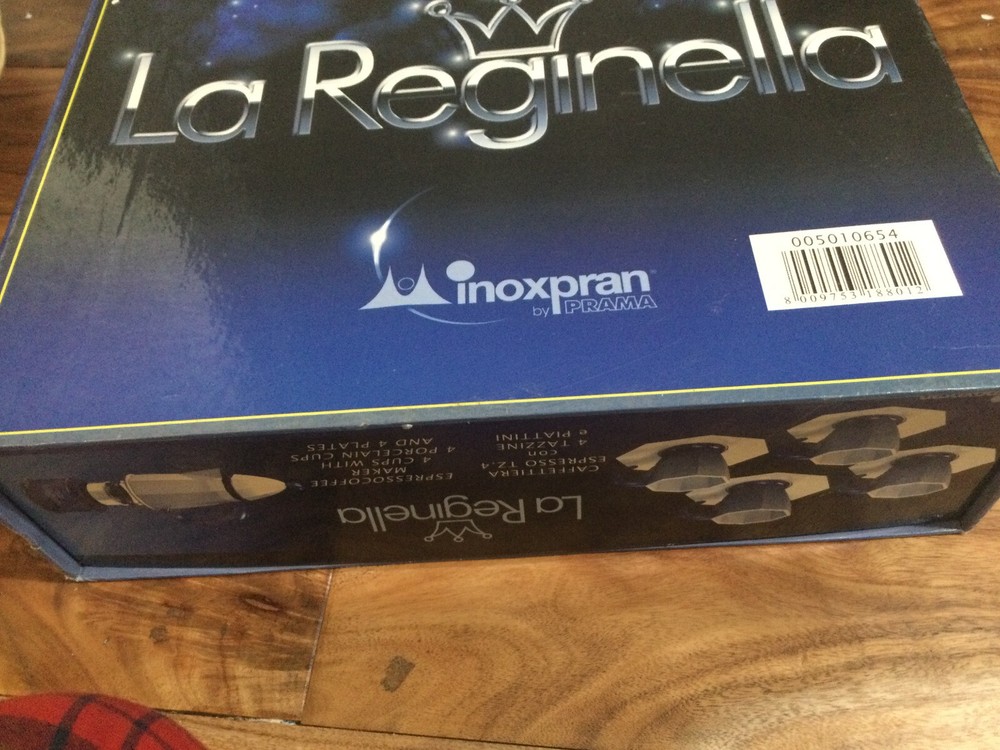 White Blue ItalY La Reginella Stovetop Espresso Coffee Inoxpran tz4 +cup +sauce