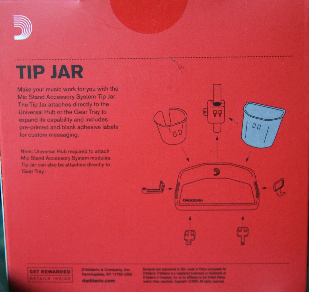 D'Addario Mic Stand Accessory System Tip Jar Component, PW-MSASTJ-01