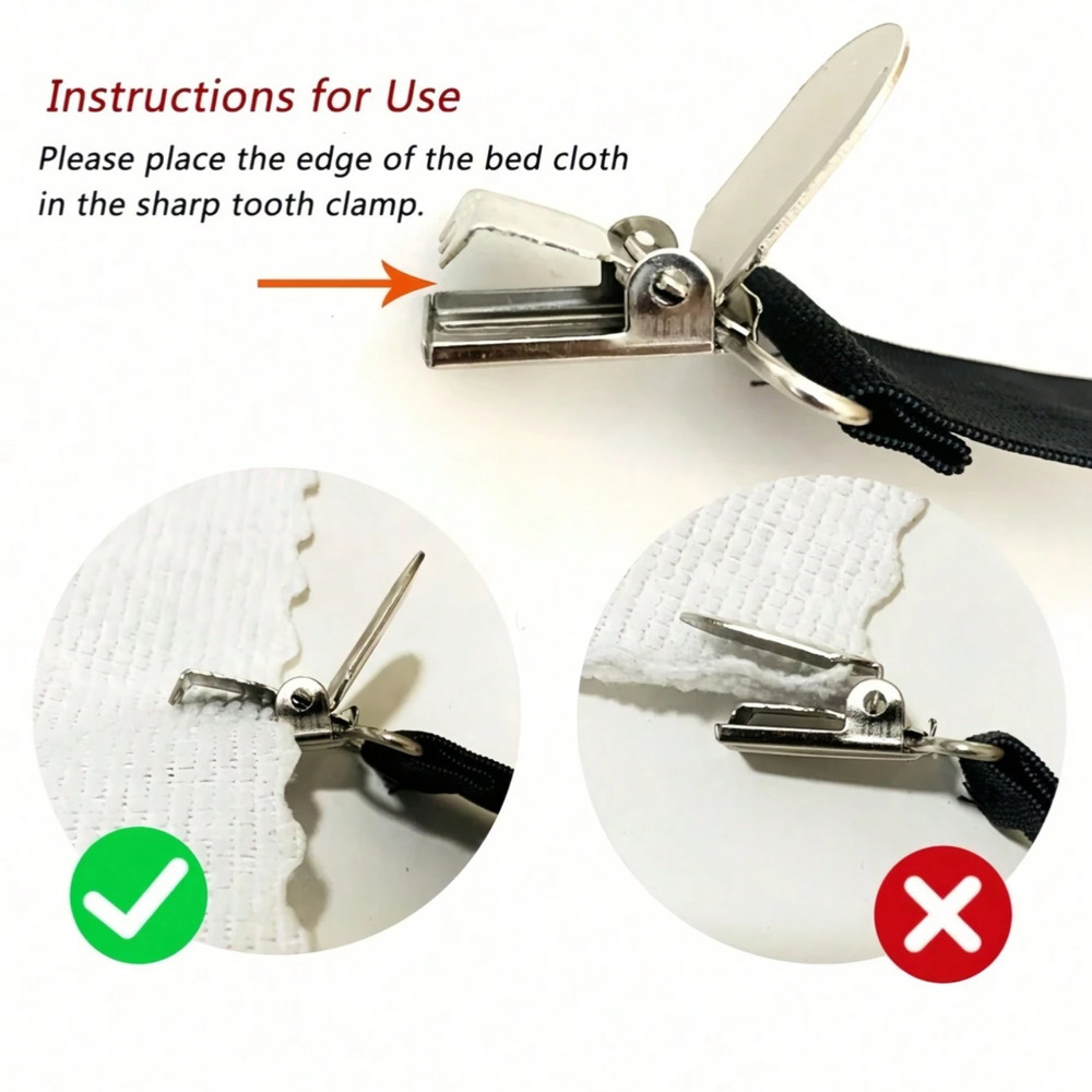 4 Pcs Adjustable Bed Sheet Fasteners Triangle Elastic Metal Strap with Grip Clip