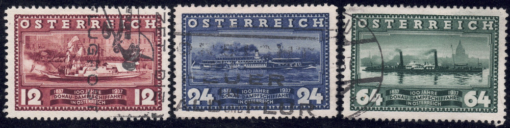 1937 Austria SC# 382-384 - Steamships - Used