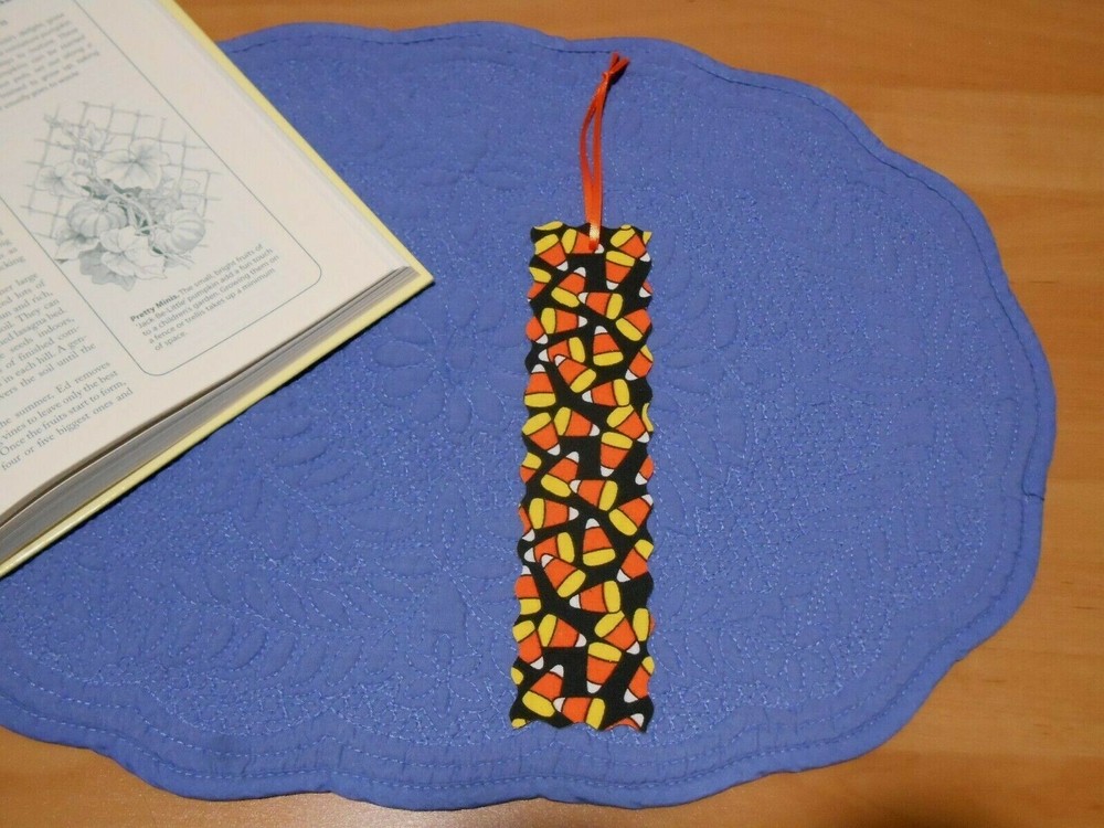 Bookmark HALLOWEEN Fabric or Cloth Bookmark Candy Corn Handmade